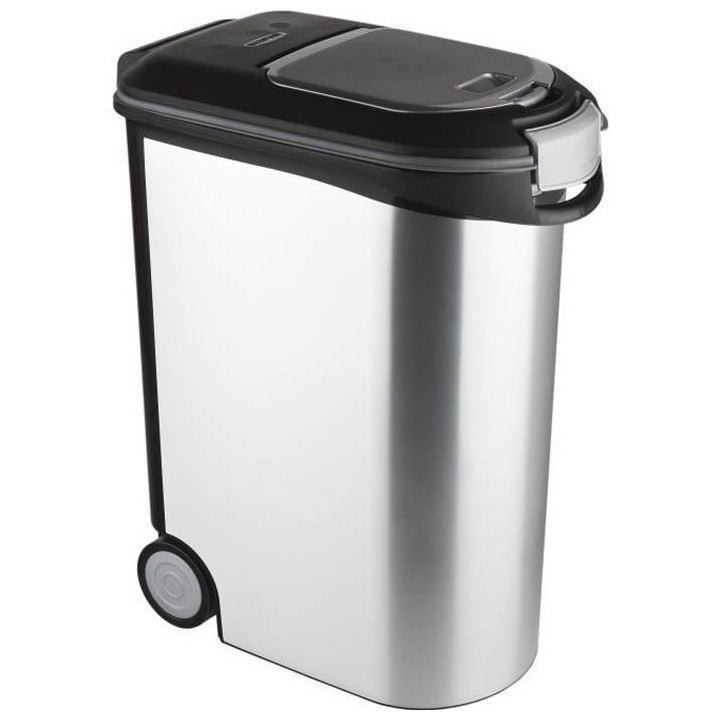 CURVER Conteneur a croquettes pour chien 20 kg - 54L - Aspect métal