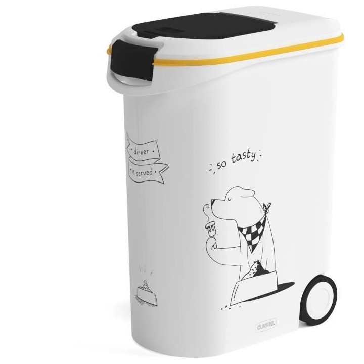 CURVER Conteneur a croquettes pour chien a roulettes 20 kg - 54L - Le