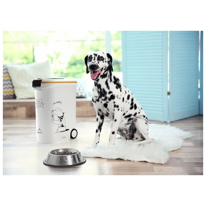 CURVER Conteneur a croquettes pour chien a roulettes 20 kg - 54L - Le
