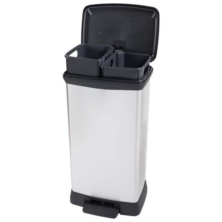 Poubelle Duo Rectangle - DECO BIN - CURVER - 46L (23+23L) - Double com