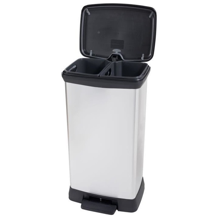 Poubelle Duo Rectangle - DECO BIN - CURVER - 46L (23+23L) - Double com