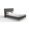 Lit adulte HYLKIO 160x200 cm - Tissu Anthracite - Tete de lit