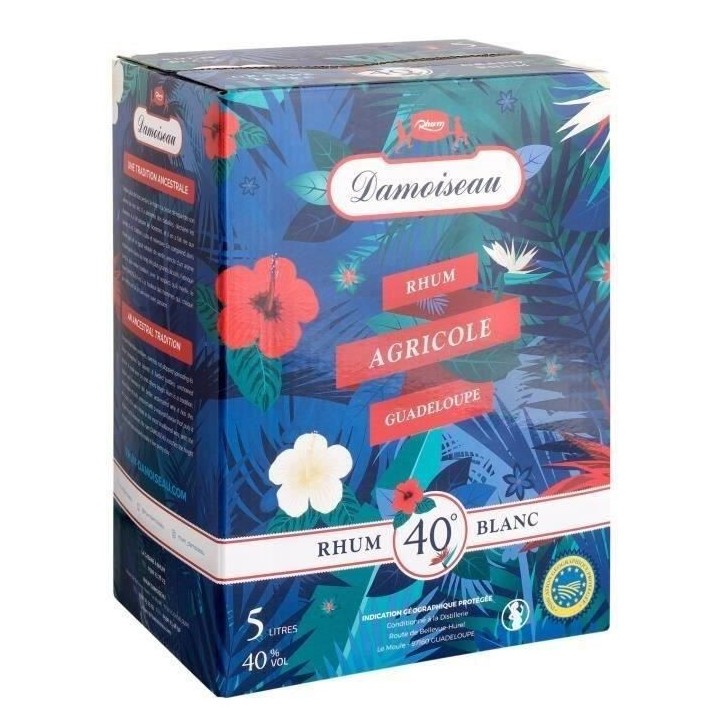 Rhum Damoiseau - Rhum agricole blanc - Guadeloupe - 40%vol - BIB 500cl