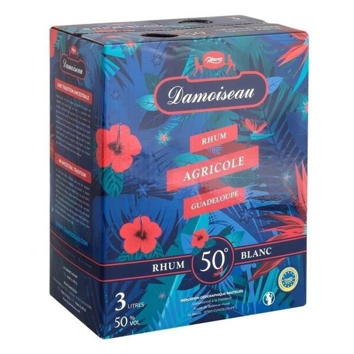 Rhum Damoiseau - Rhum agricole blanc - Guadeloupe - 50%vol - BIB 300cl