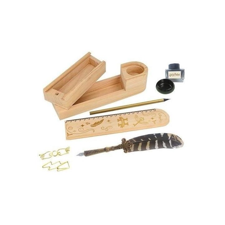 Plumier en bois - Harry Potter - Assortiment de papeterie a l'effigie