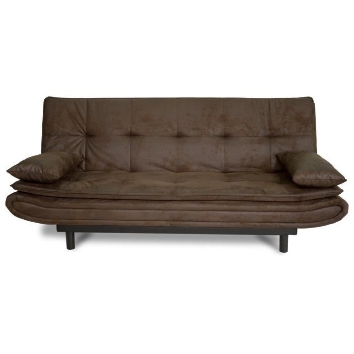 Banquette clic-clac DARIUS - Tissu Marron - L 194 x P 121 x H 83 cm -