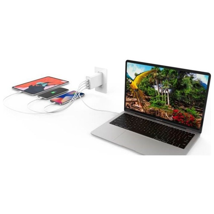 HYPER Chargeur USB-C HyperJuice GaN 100 W - Charge rapide 2 périphér