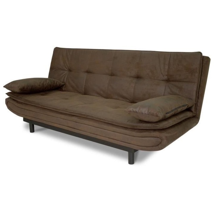 Banquette clic-clac DARIUS - Tissu Marron - L 194 x P 121 x H 83 cm -