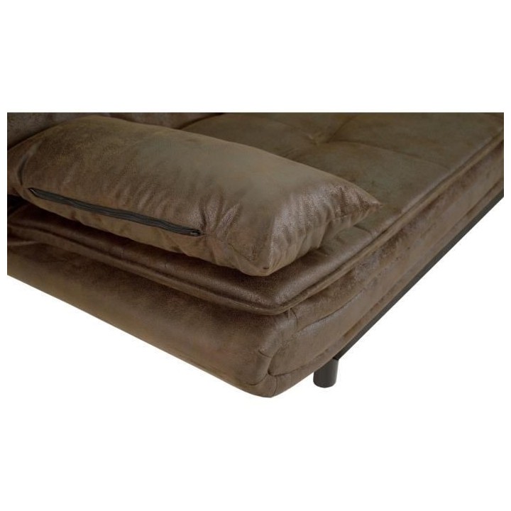 Banquette clic-clac DARIUS - Tissu Marron - L 194 x P 121 x H 83 cm -