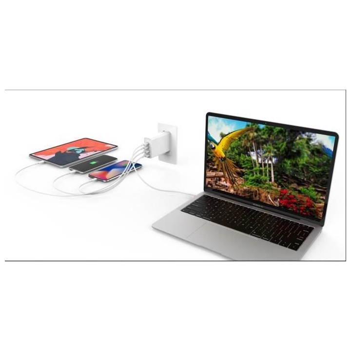 HYPER Chargeur USB-C HyperJuice GaN 100 W - Charge rapide 2 périphér