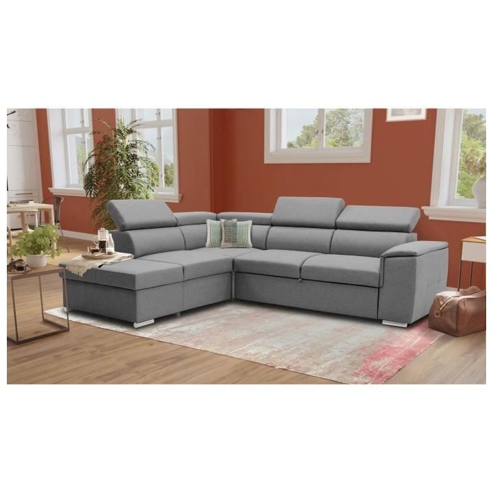 Canapé d'angle convertible réversible avec coffre - 5 places - DAYTO