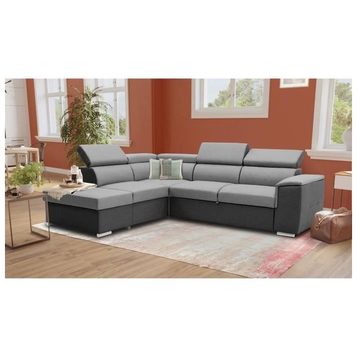 Canapé d'angle convertible réversible avec coffre - 5 places - DAYTO