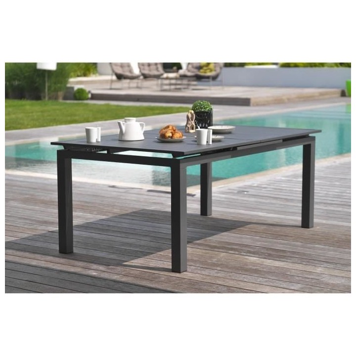 Table de jardin rectangulaire extensible - Gris anthracite - Aluminium