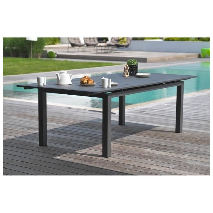 Table de jardin rectangulaire extensible - Gris anthracite - Aluminium