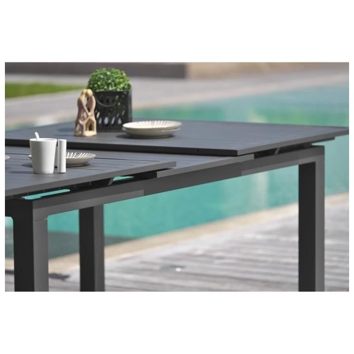 Table de jardin rectangulaire extensible - Gris anthracite - Aluminium