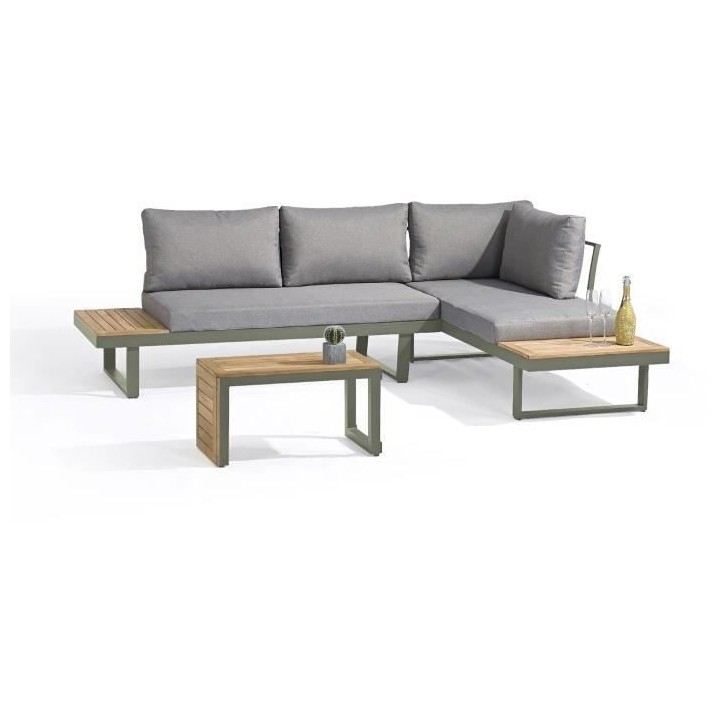 Salon de jardin modulable - Kaki - Bois d'acacia et aluminium - DCB GA