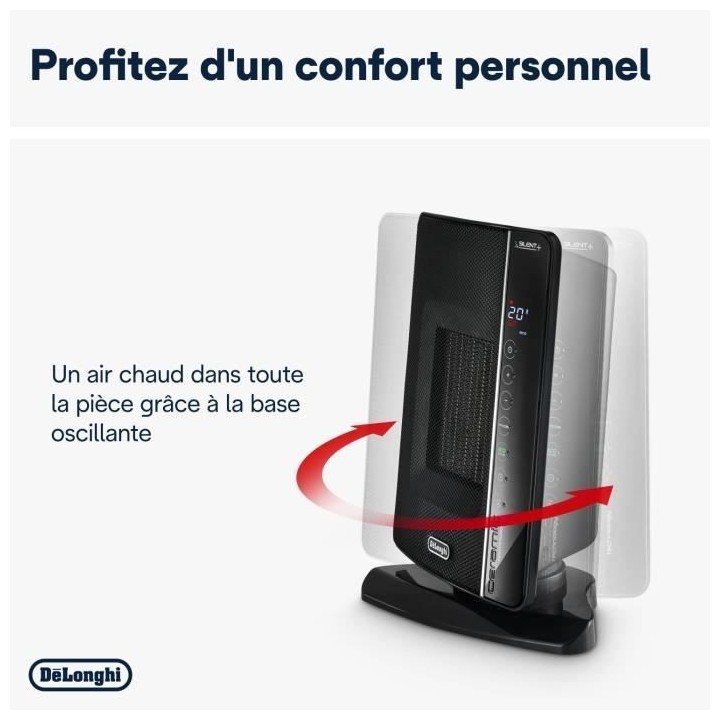 DELONGHI Soufflant céramique - DCH7993ER.BC -2400W - Noir et chrome