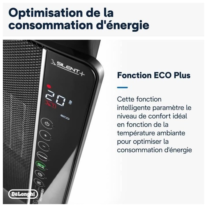 DELONGHI Soufflant céramique - DCH7993ER.BC -2400W - Noir et chrome