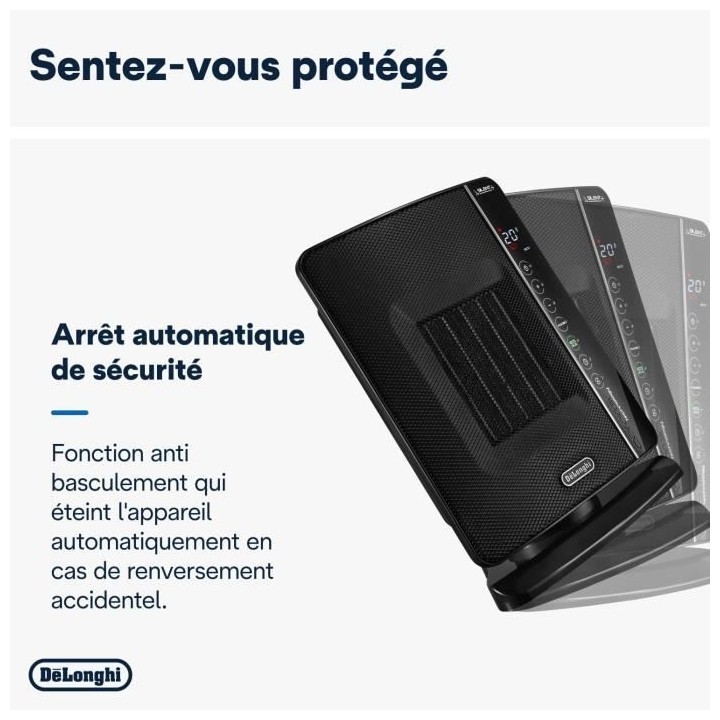 DELONGHI Soufflant céramique - DCH7993ER.BC -2400W - Noir et chrome