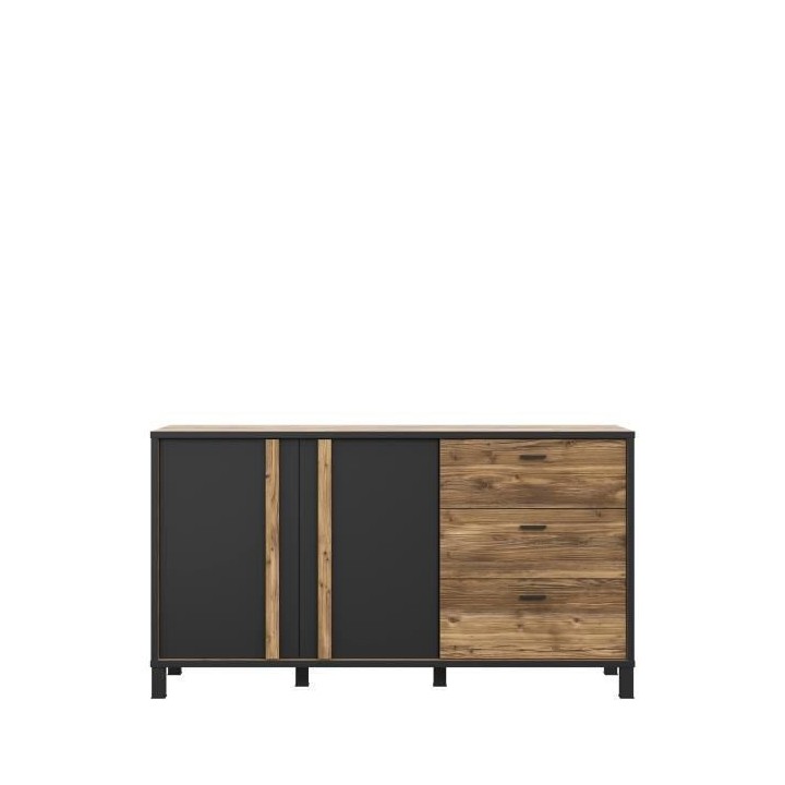 Buffet HAYATO 2 portes - 2 tablettes, 3 tiroirs - 154,5 cm - Décor no