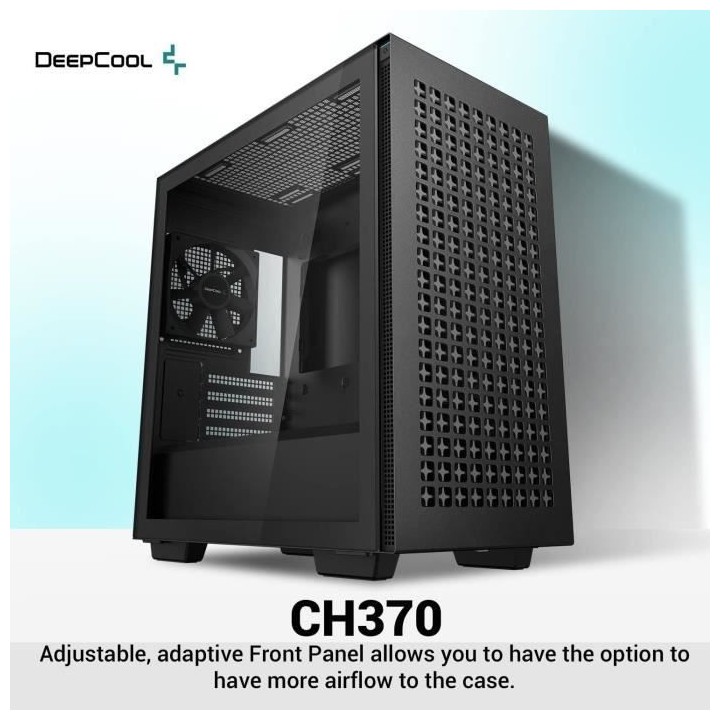 Boitier PC sans alimentation - DEEPCOOL CH370 (Noir) - Mini tour - For