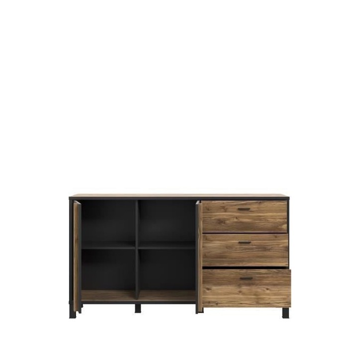 Buffet HAYATO 2 portes - 2 tablettes, 3 tiroirs - 154,5 cm - Décor no