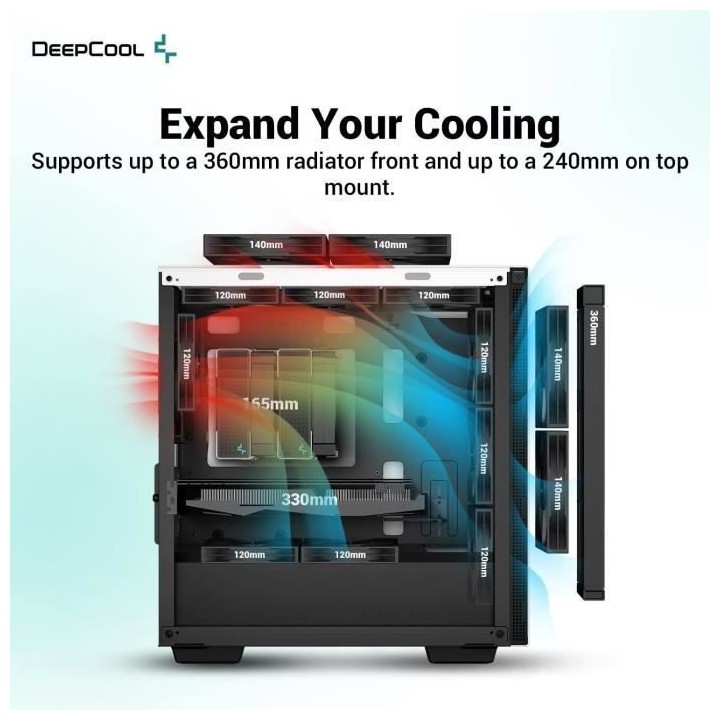 Boitier PC sans alimentation - DEEPCOOL CH370 (Blanc) - Mini tour - Fo
