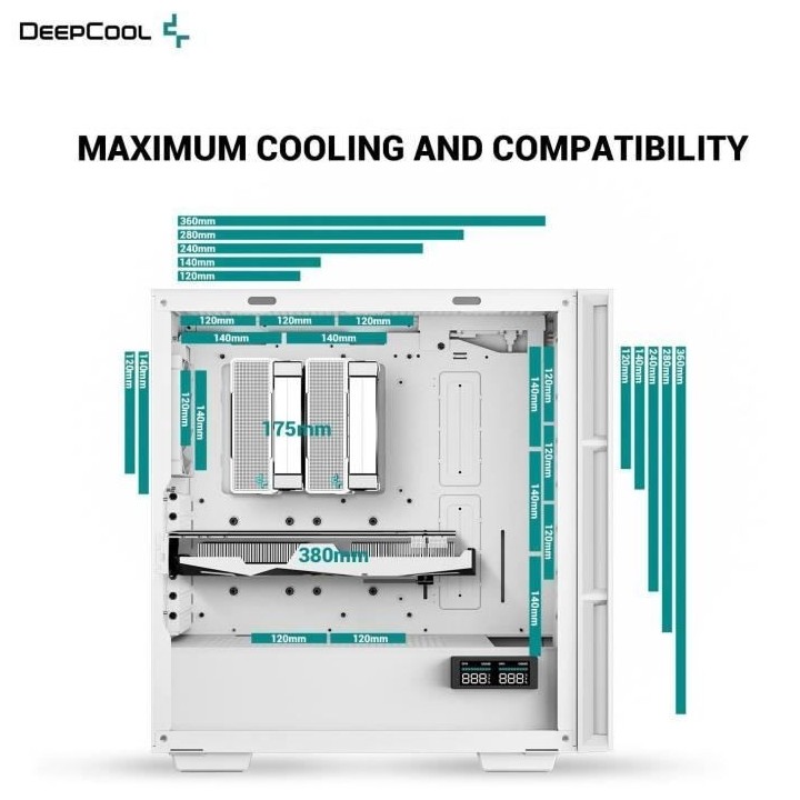 Boitier PC sans alimentation - DEEPCOOL CH560 DIGITAL (Blanc) - Moyen