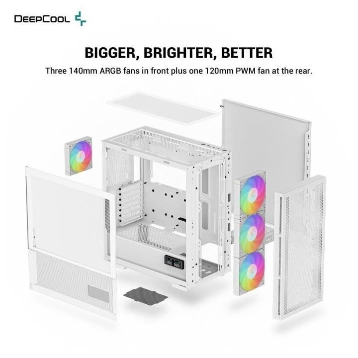Boitier PC sans alimentation - DEEPCOOL CH560 DIGITAL (Blanc) - Moyen