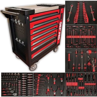 Servante d'atelier - Pleine (166outils) - 7 tiroirs - DEFPRO - Acier -