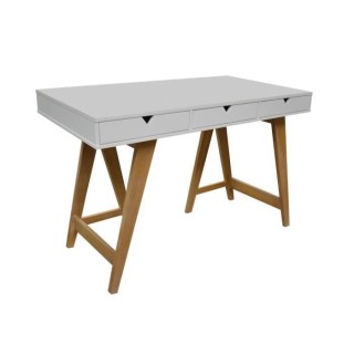 Bureau 3 tiroirs - Décor chene et blanc - L 120 x P 60 x 77 cm - GAUD