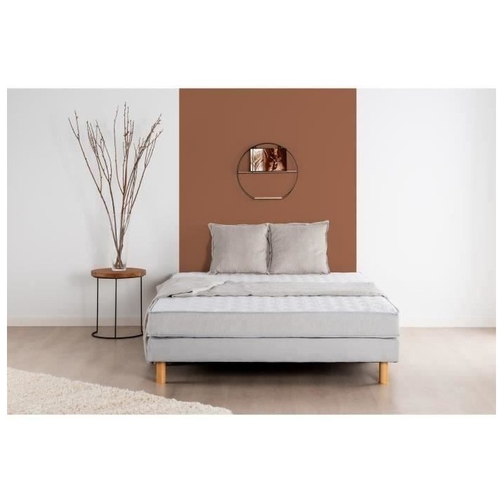 Ensemble Matelas 140x190 cm + Sommier - Mousse - 5 zones - 15 cm - Fer