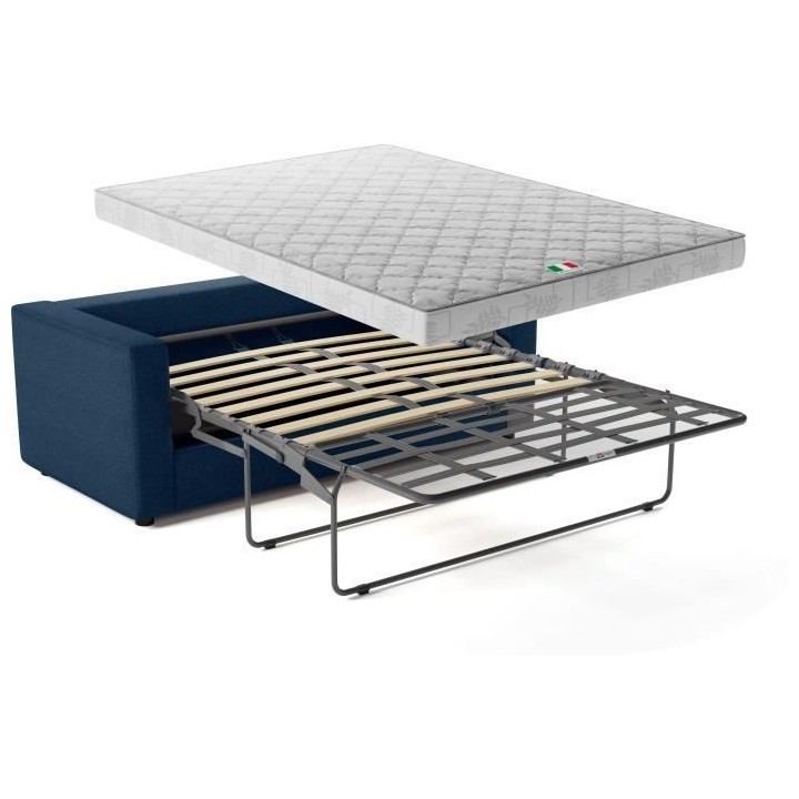 Canapé 3 places - Delta - Tissu Bleu - Convertible semi-express - 190