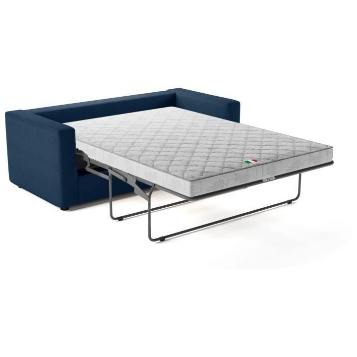 Canapé 3 places - Delta - Tissu Bleu - Convertible semi-express - 190