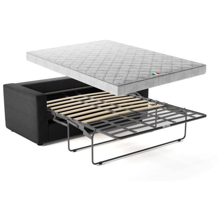 Canapé 3 places - Delta - Tissu Anthracite - Convertible semi-express