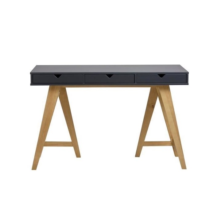 Bureau 3 tiroirs - Décor chene et gris anthracite - L 120 x P 60 x 77