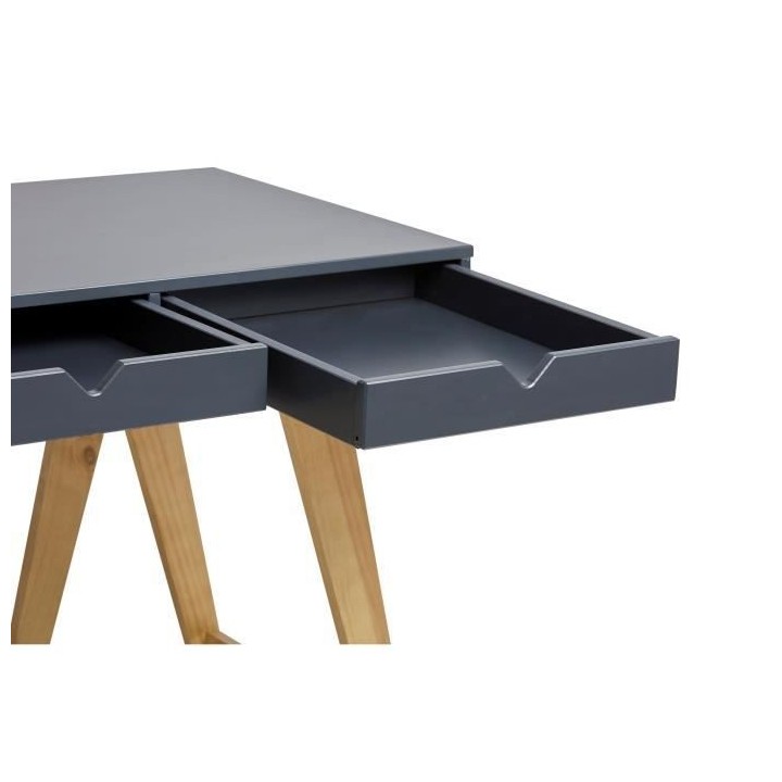 Bureau 3 tiroirs - Décor chene et gris anthracite - L 120 x P 60 x 77