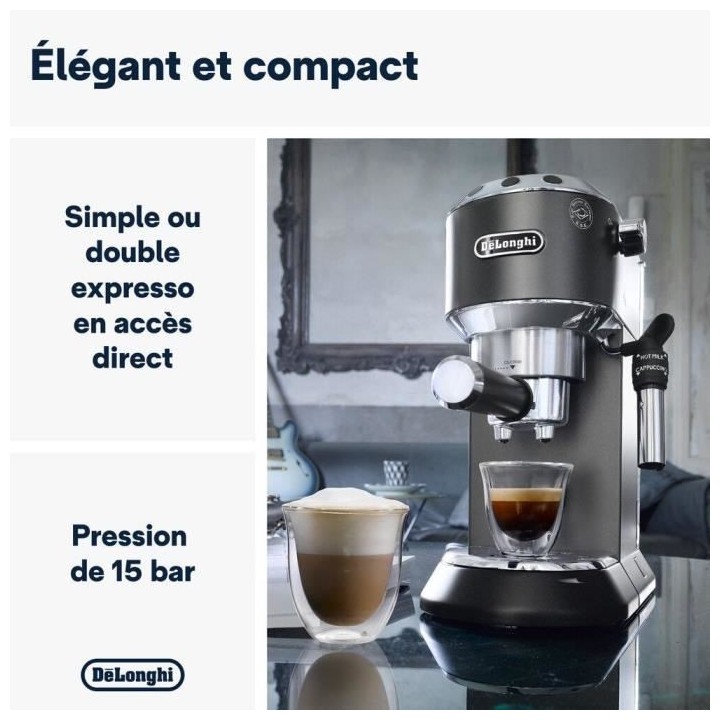 Machine expresso classique - DELONGHI EC685.BK Dedica Style - Noir - C