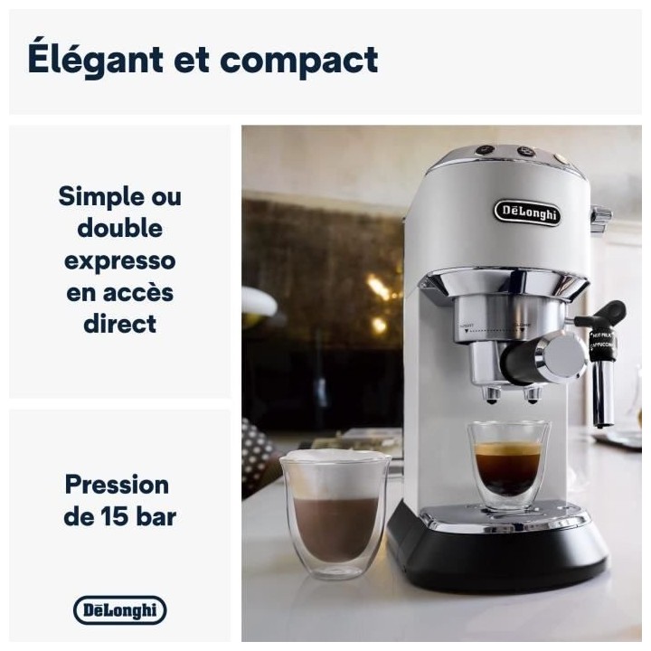 Machine expresso classique - DELONGHI EC 685.W Dedica Style - Blanc