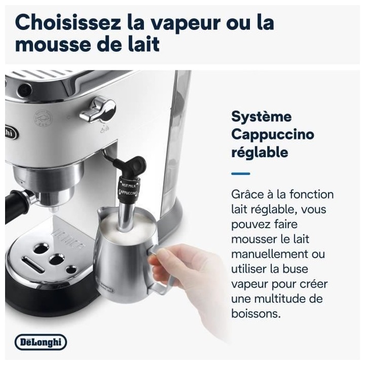Machine expresso classique - DELONGHI EC 685.W Dedica Style - Blanc