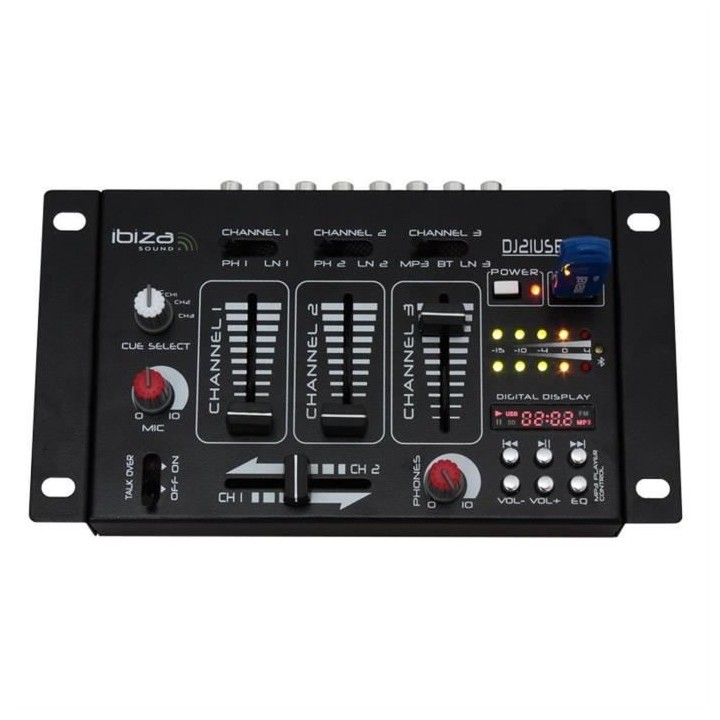 IBIZA DJ21USB-BT Table de mixage a 4 voies / 7 canaux avec usb & bluet