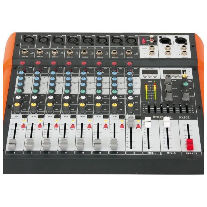 IBIZA SOUND MX802 - Table de mixage 8 canaux USB & Bluetooth
