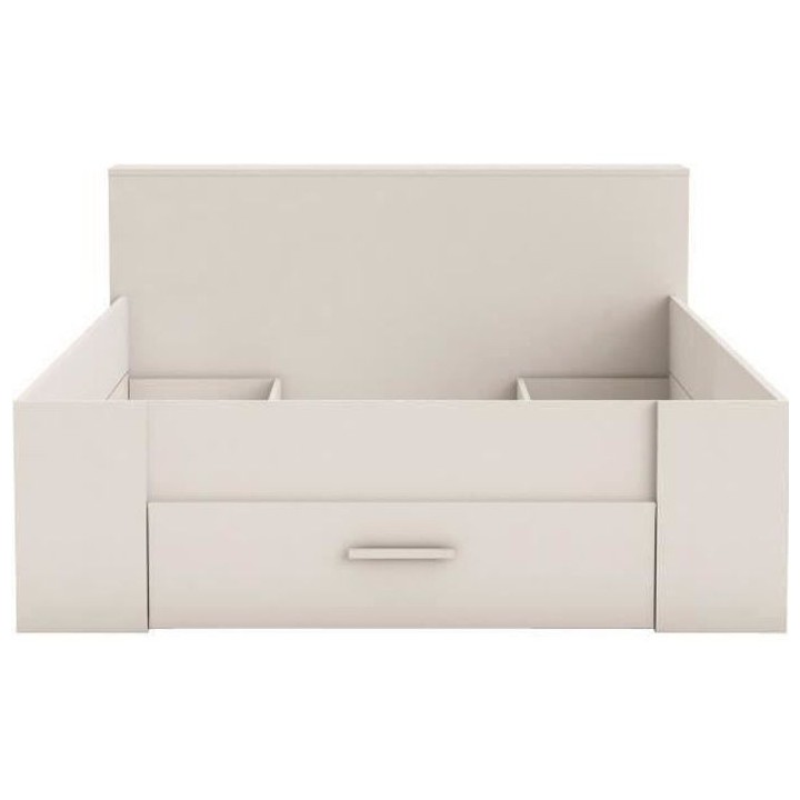 DEMEYERE Lit adulte contemporain blanc perle + tete de lit - l 160 x L