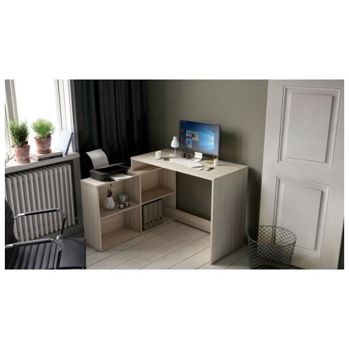 DEMEYERE Bureau d'angle contemporain décor chene Shannon - L 112 cm -