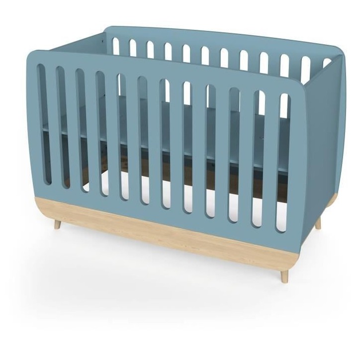 Ensemble lit bébé 60 x 120, commode 2 tiroirs + 3 niches et 1 plan a