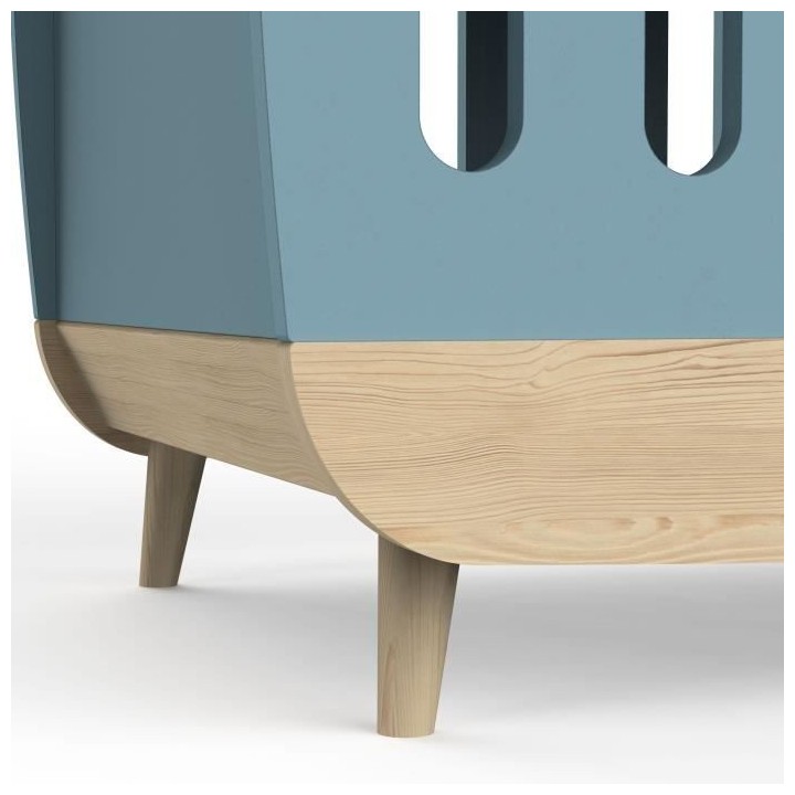 Ensemble lit bébé 60 x 120, commode 2 tiroirs + 3 niches et 1 plan a