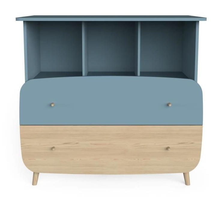 Ensemble lit bébé 60 x 120, commode 2 tiroirs + 3 niches et 1 plan a