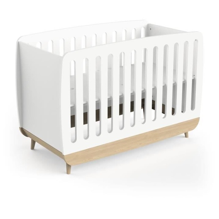 Ensemble lit bébé 60 x 120, commode 2 tiroirs + 3 niches et 1 plan a