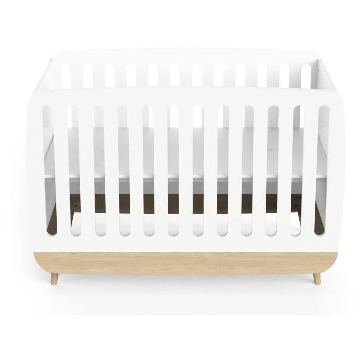 Ensemble lit bébé 60 x 120, commode 2 tiroirs + 3 niches et 1 plan a