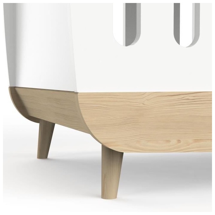 Ensemble lit bébé 60 x 120, commode 2 tiroirs + 3 niches et 1 plan a